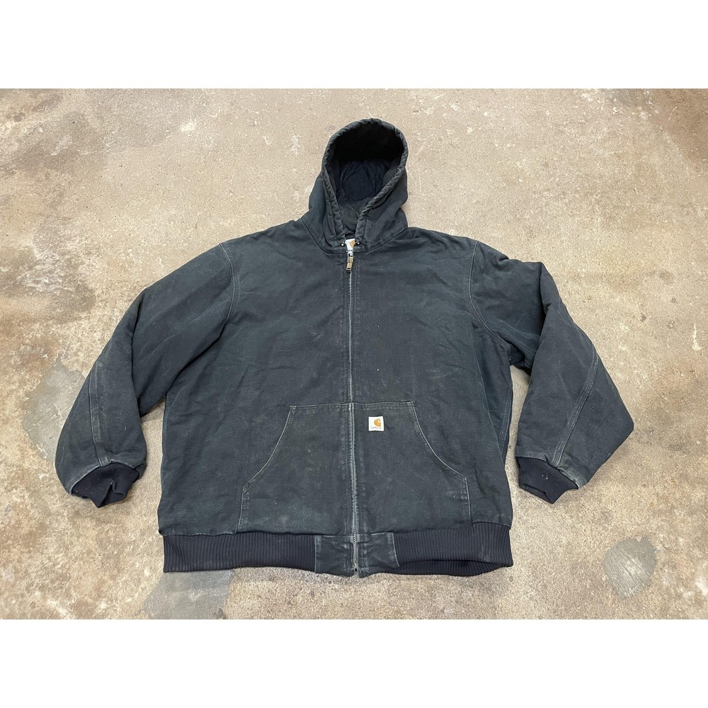 Carhartt‎ Jacket Mens 3XLT Black J140 Hooded Duck Bomber Insulated Workwear USA